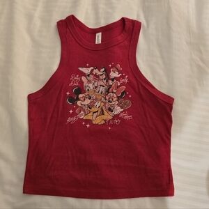 Disney Red Cropped Tank Top with Characters